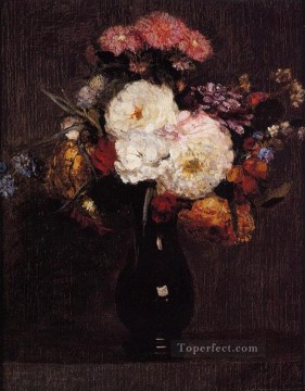 Flores Painting - Dalias Reinas Margaritas Rosas y acianos pintor de flores Henri Fantin Latour